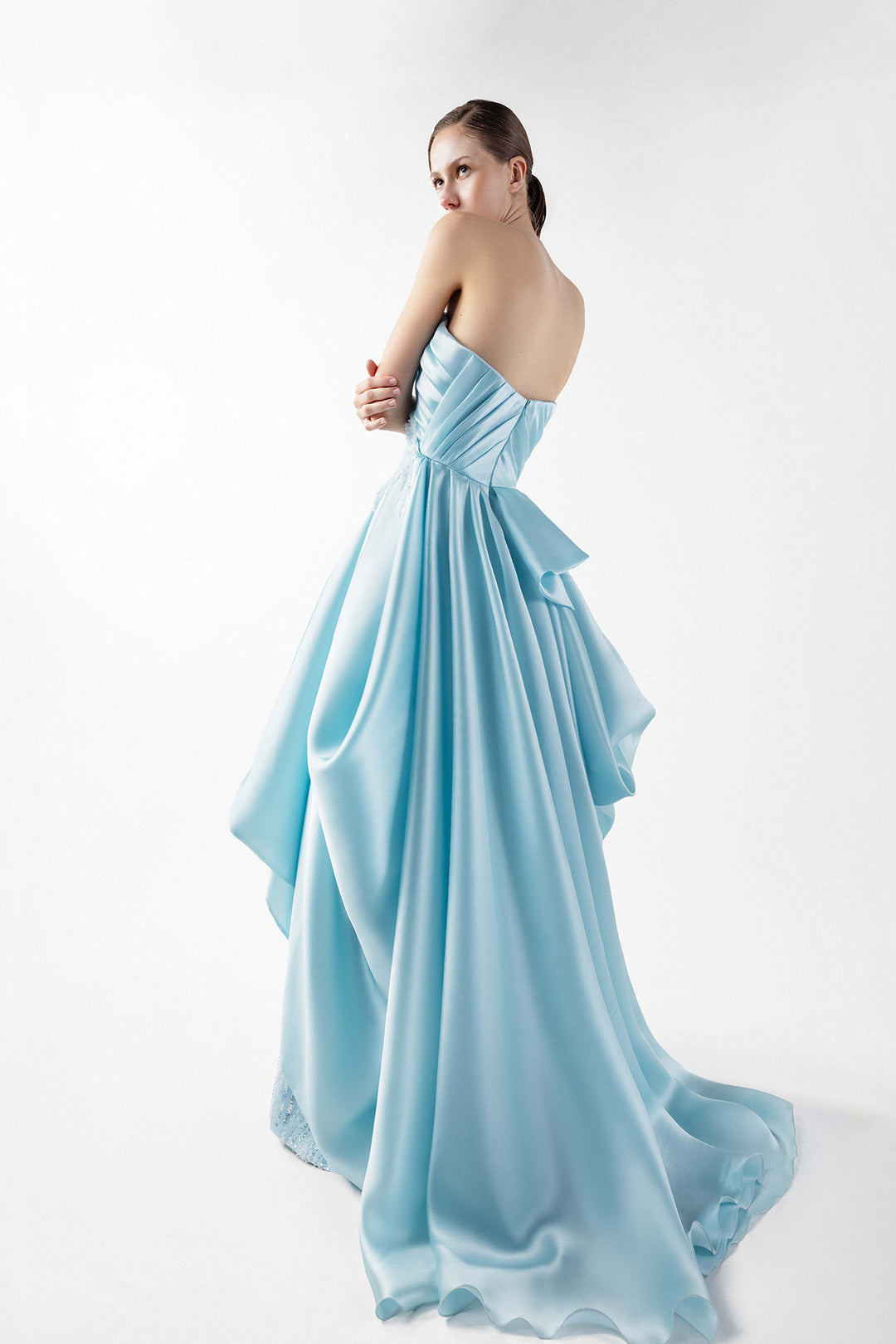 Organza Dress Lace And Peplum Layers