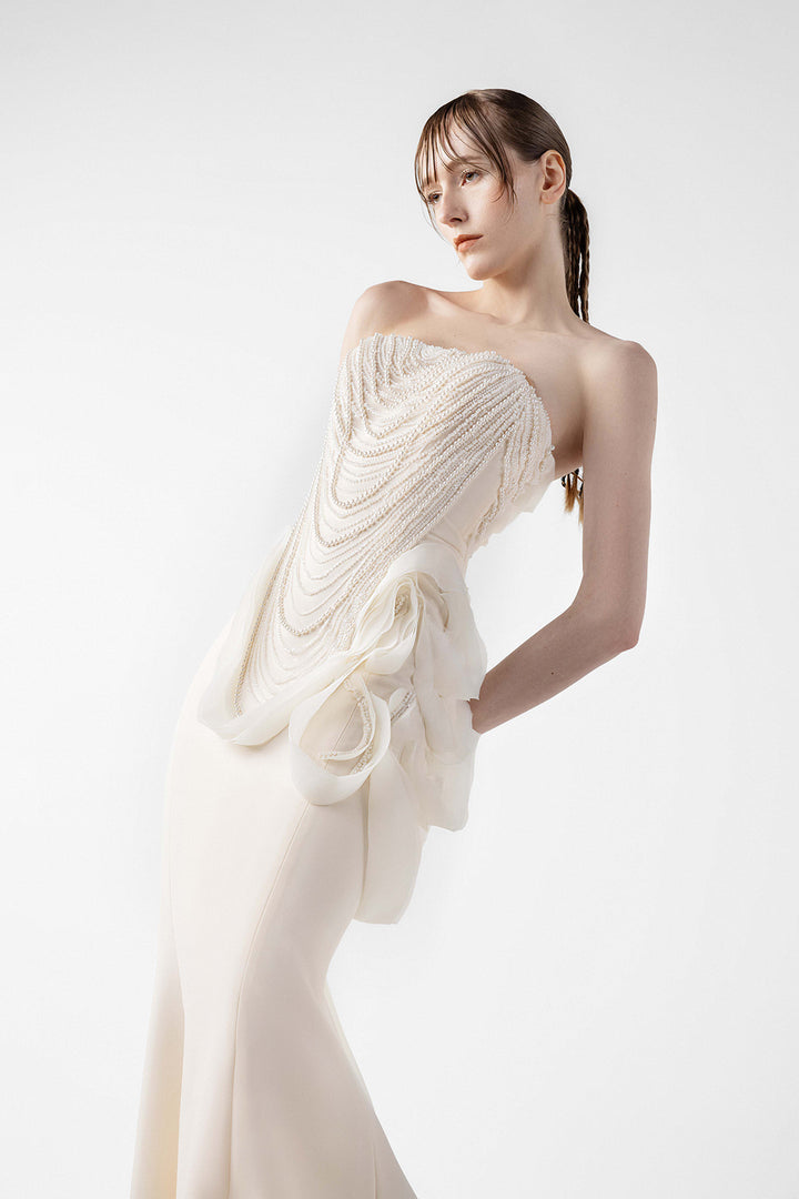 Pearl Lace Organza Mermaid Dress