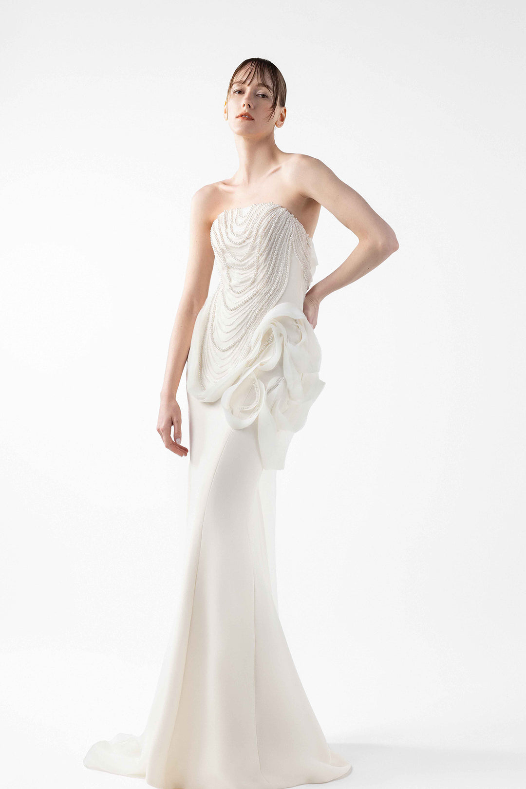 Pearl Lace Organza Mermaid Dress