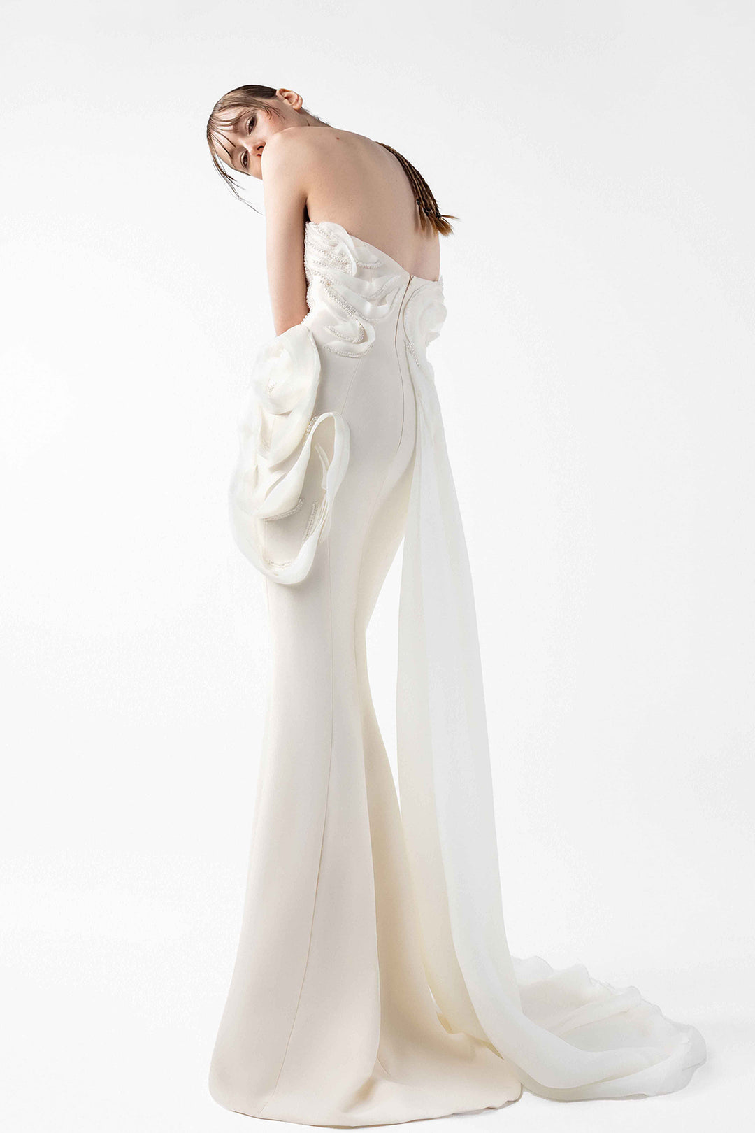 Pearl Lace Organza Mermaid Dress