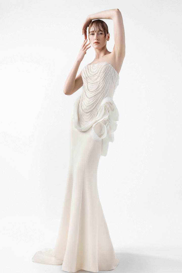 Pearl Lace Organza Mermaid Dress