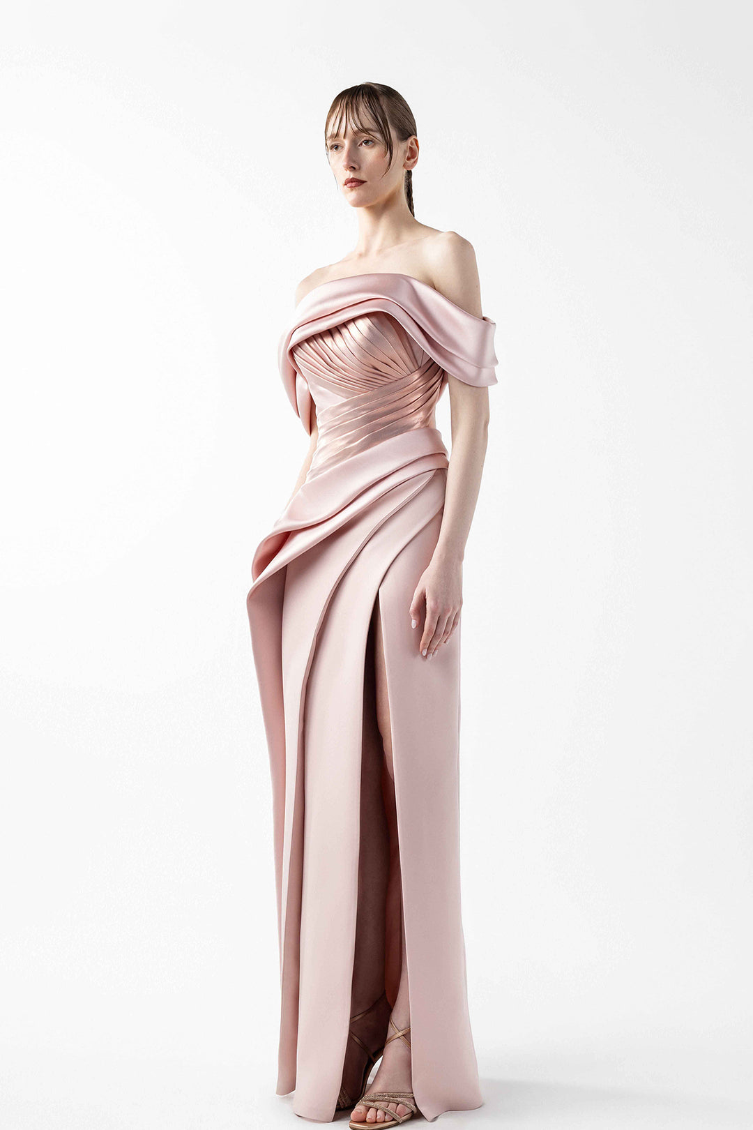 Column Crepe Dress Off-The-Shoulder