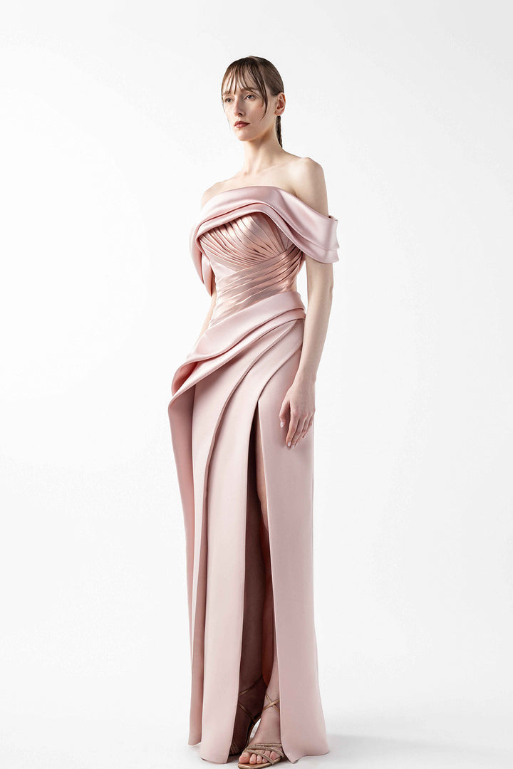 Column Crepe Dress Off-The-Shoulder