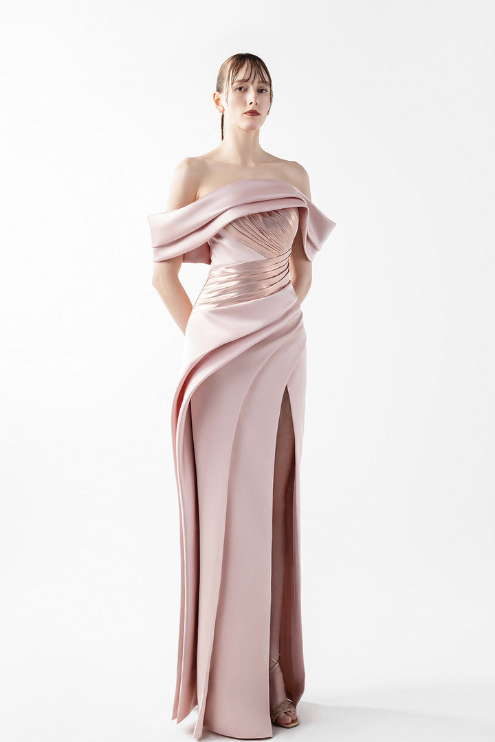 Column Crepe Dress Off-The-Shoulder