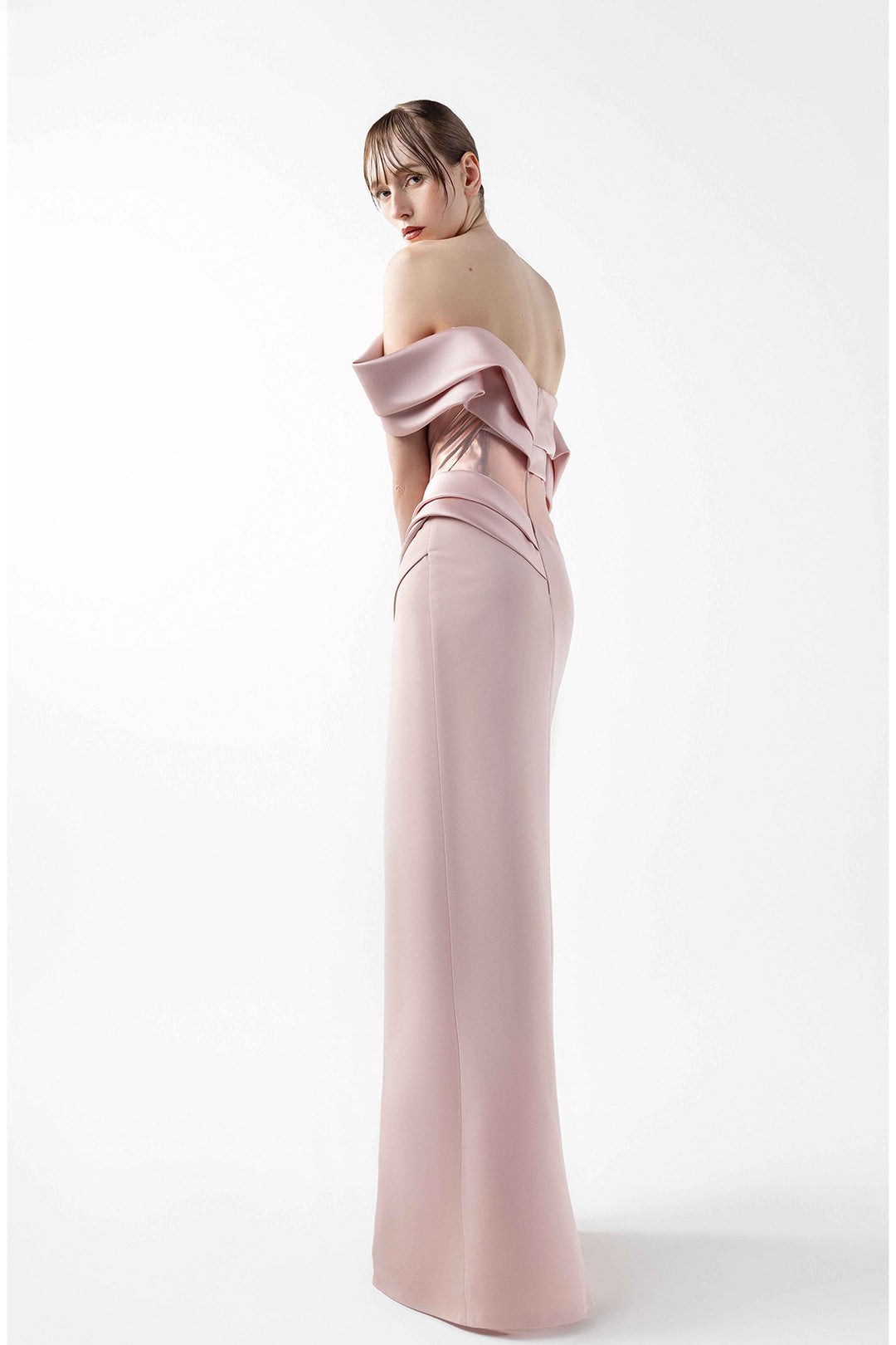 Column Crepe Dress Off-The-Shoulder