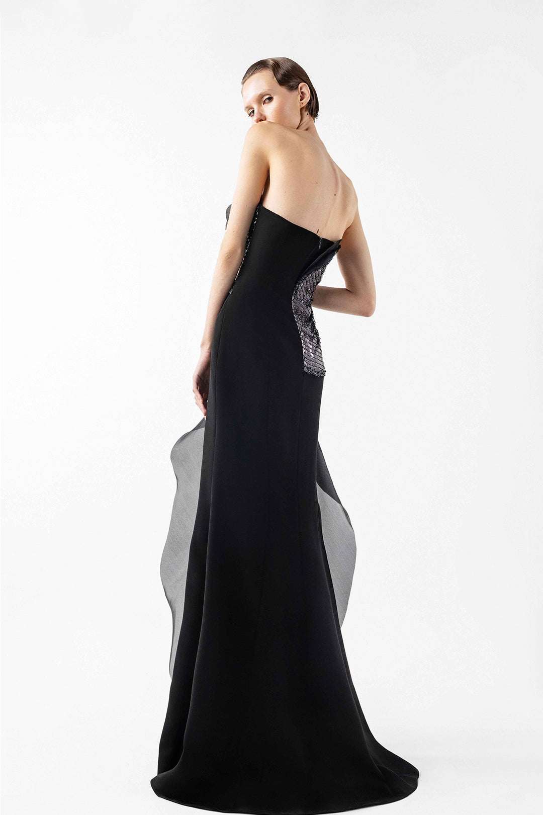 Column Crepe Dress Strapless And Sleeveless