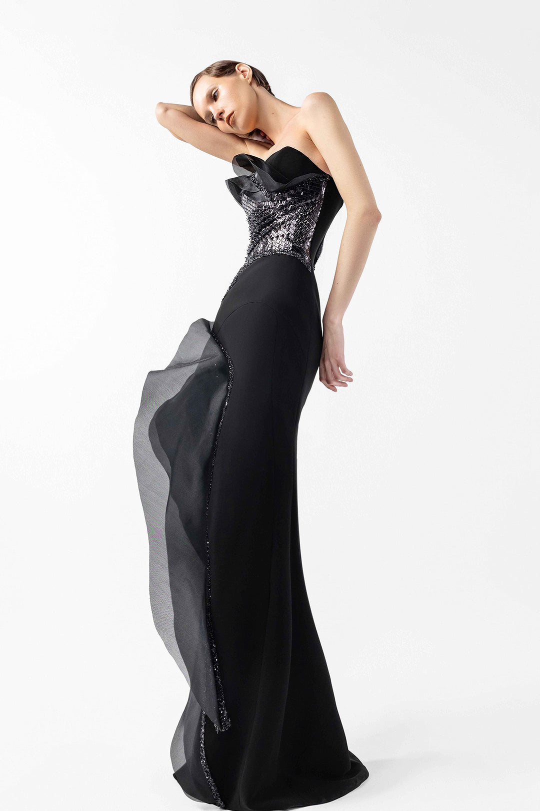 Column Crepe Dress Strapless And Sleeveless