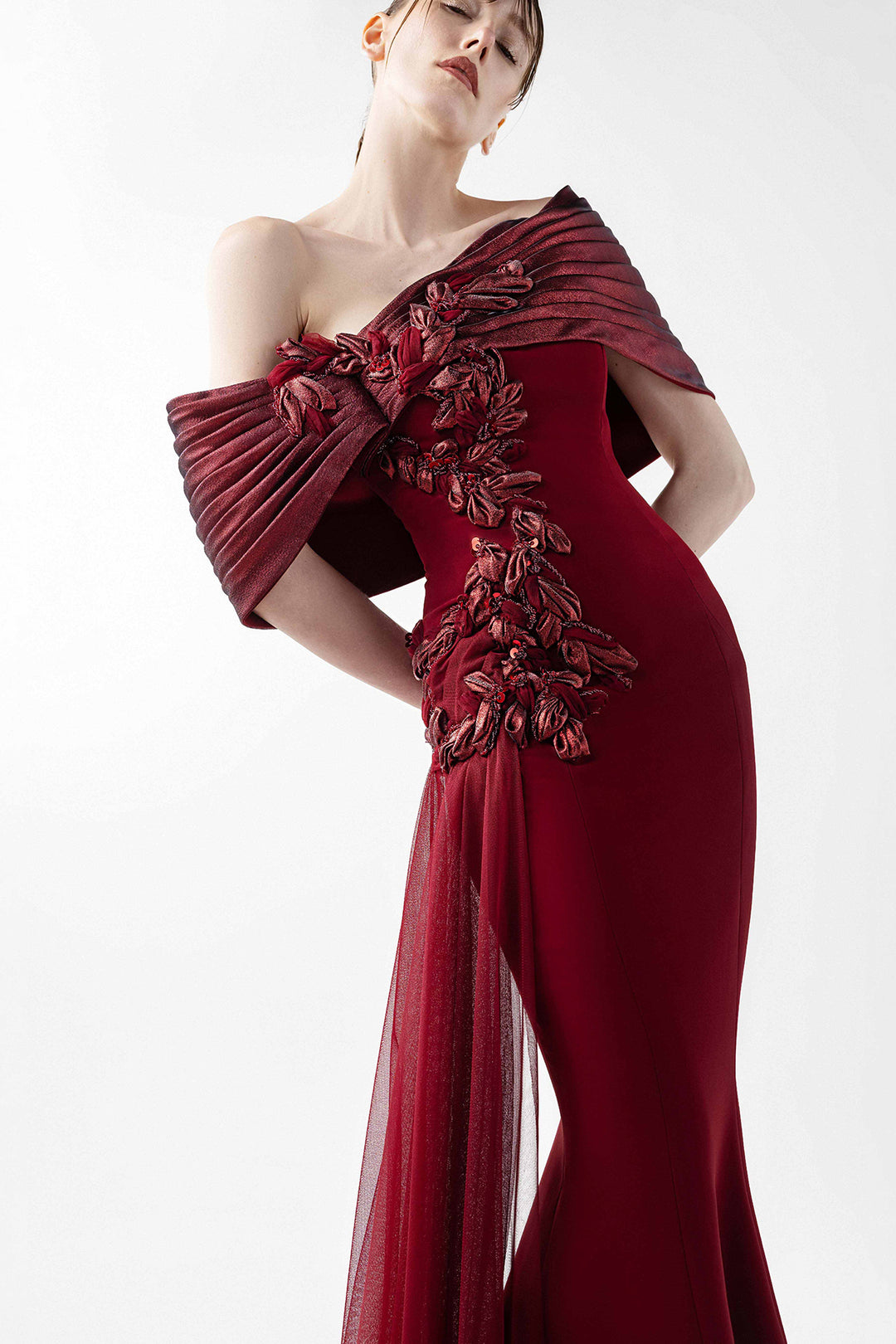 Mermaid Dress with Embroidered Organza