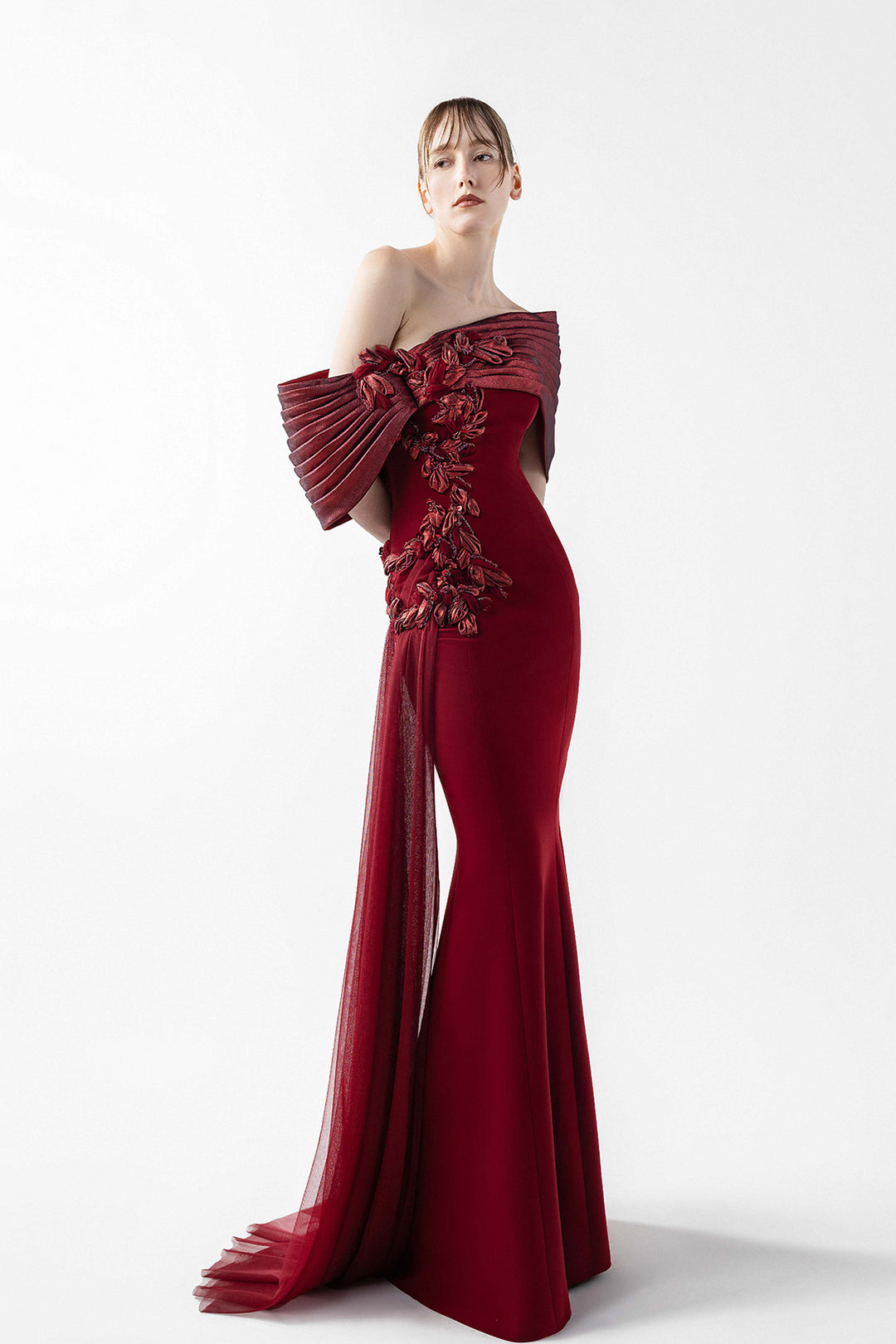 Mermaid Dress with Embroidered Organza