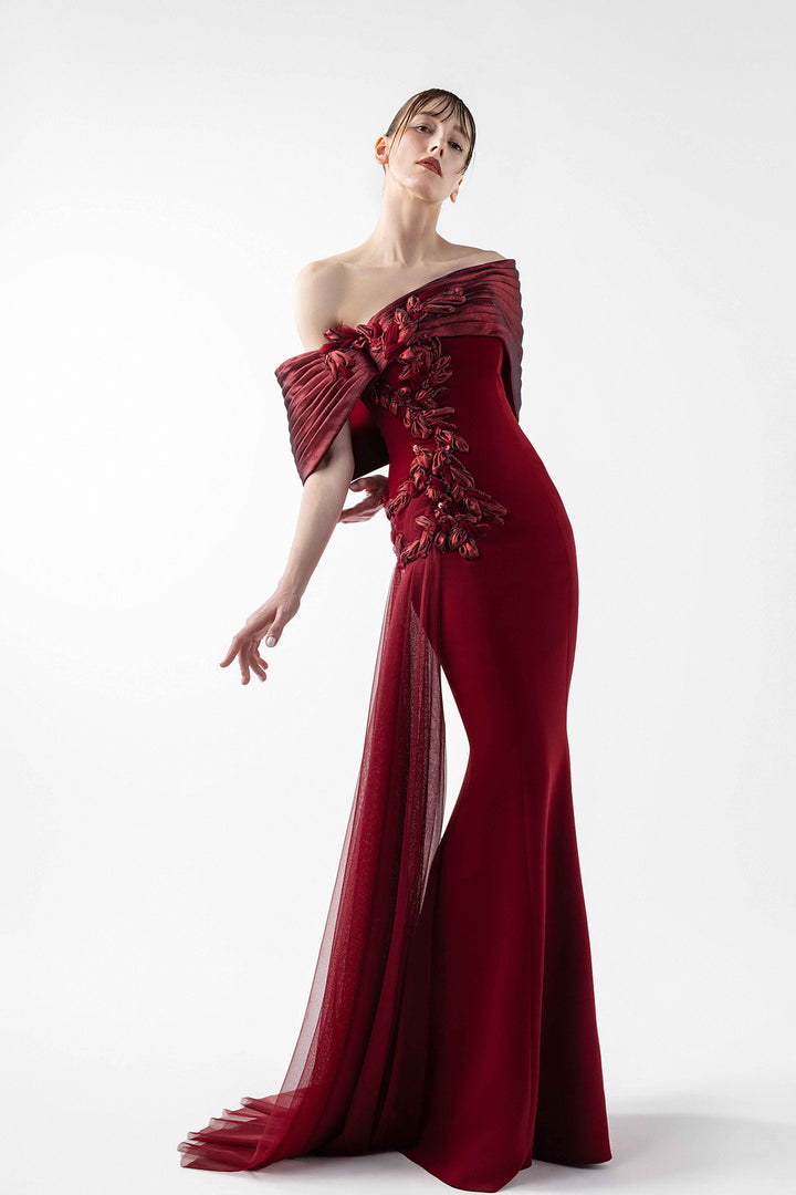 Mermaid Dress with Embroidered Organza