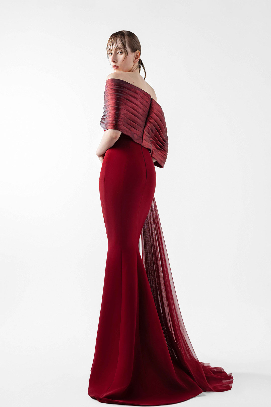 Mermaid Dress with Embroidered Organza