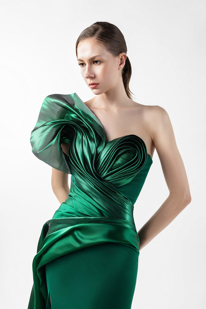 Strapless Dress with Sculpted Swirls