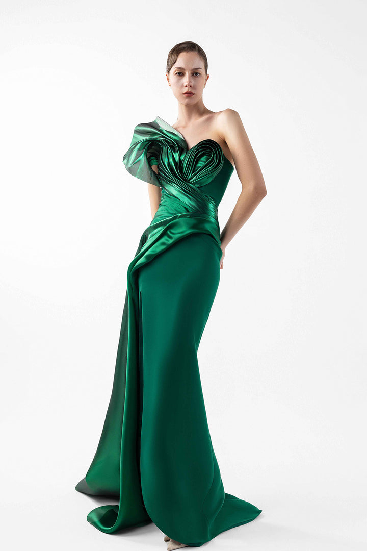 Strapless Dress with Sculpted Swirls