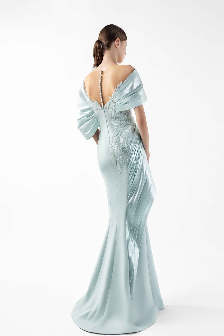 Mermaid Crepe Dress with Illusion Lace