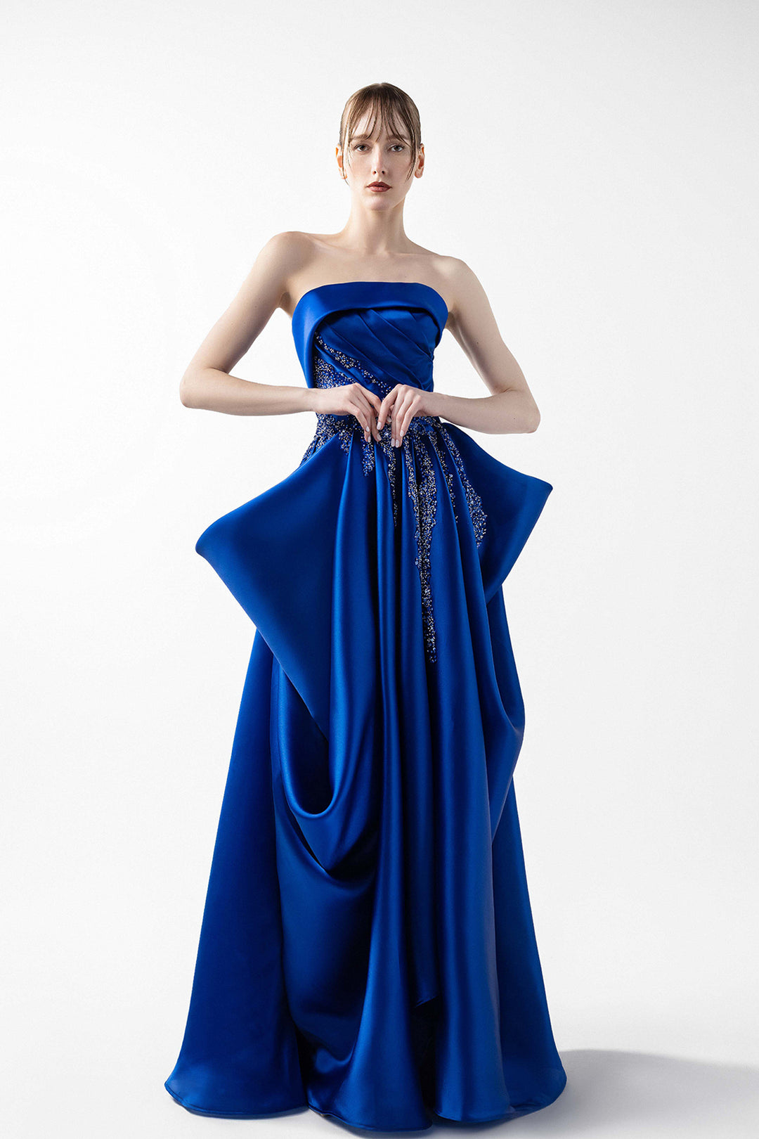 Voluminous Beaded Organza Evening Dress Blue / US 6 Voluminous Beaded Organza Evening Dress Blue / US 6
