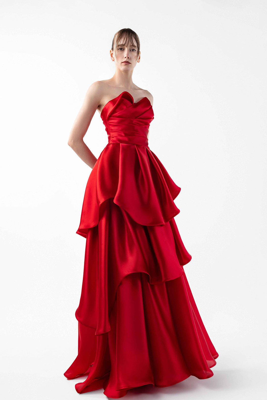A-Line Organza Strapless Dress