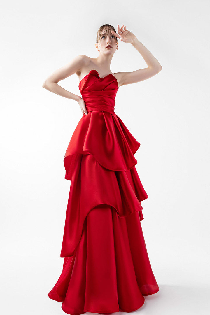 A-Line Organza Strapless Dress