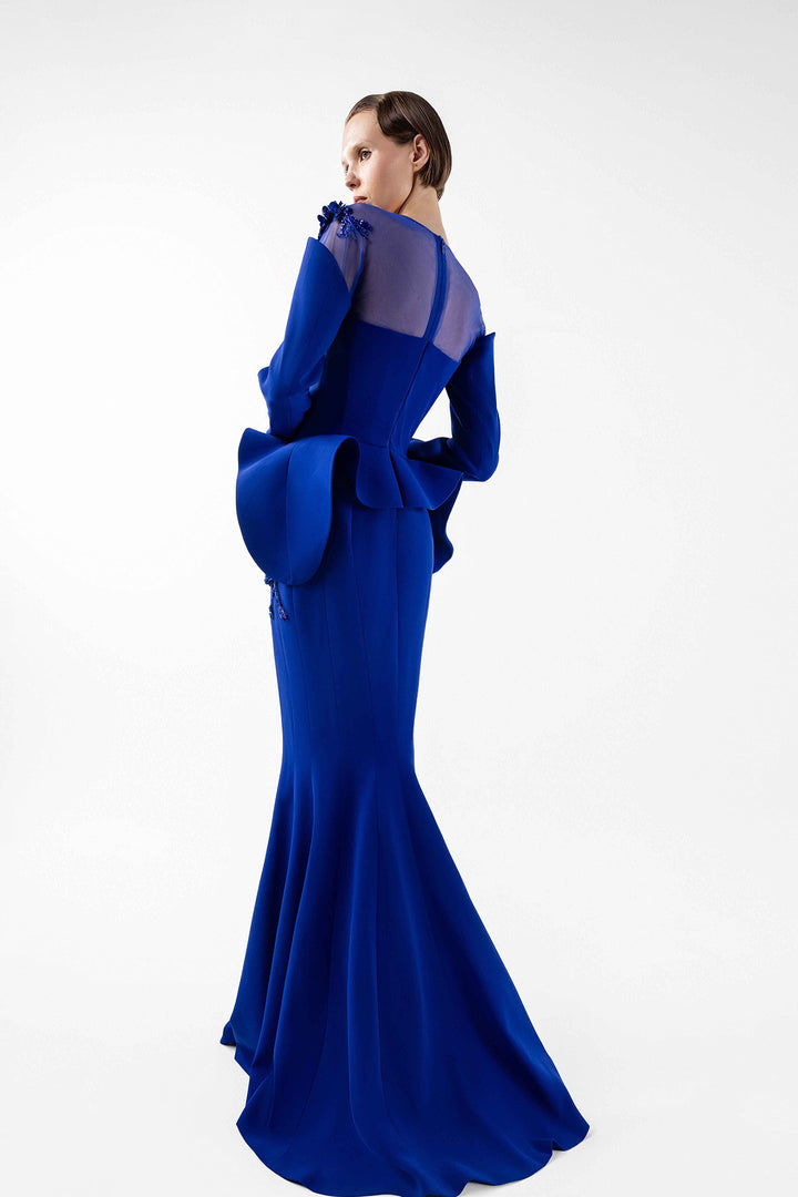 Mermaid Crepe Dress with Embroidery