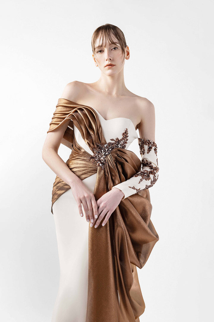 Crepe Dress with Embroidery