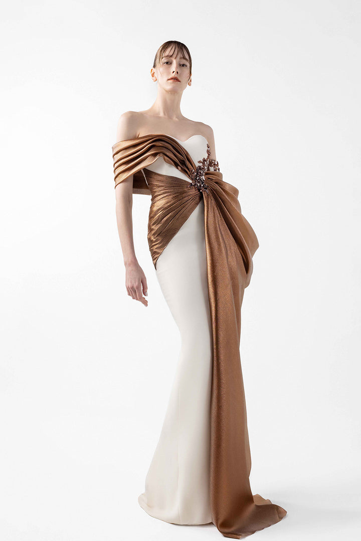 Crepe Dress with Embroidery