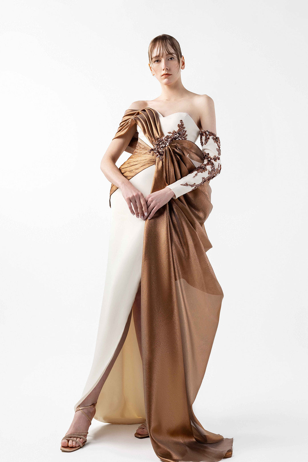 Crepe Dress with Embroidery