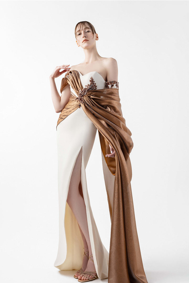 Crepe Dress with Embroidery