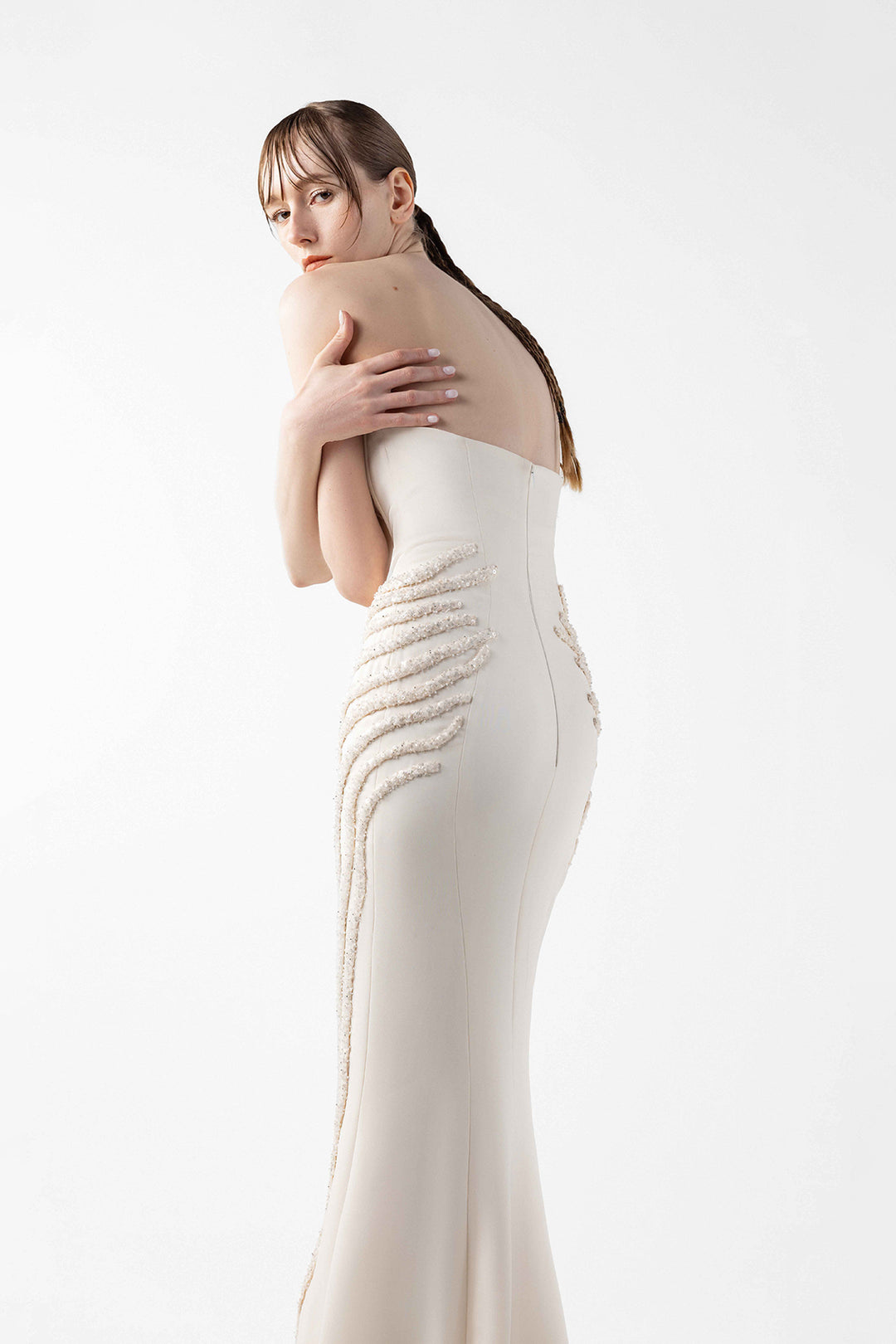 Mermaid Dress with Angular Corset Neckline