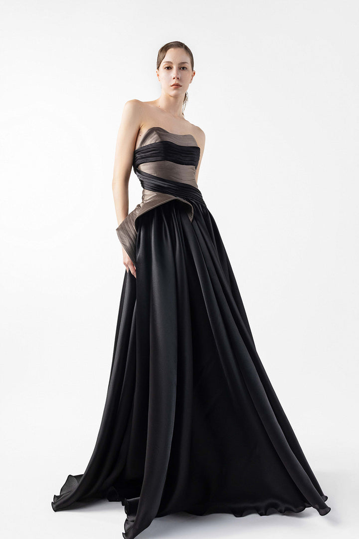 A-line Organza Dress with Corseted Bodice