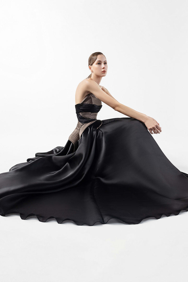 A-line Organza Dress with Corseted Bodice