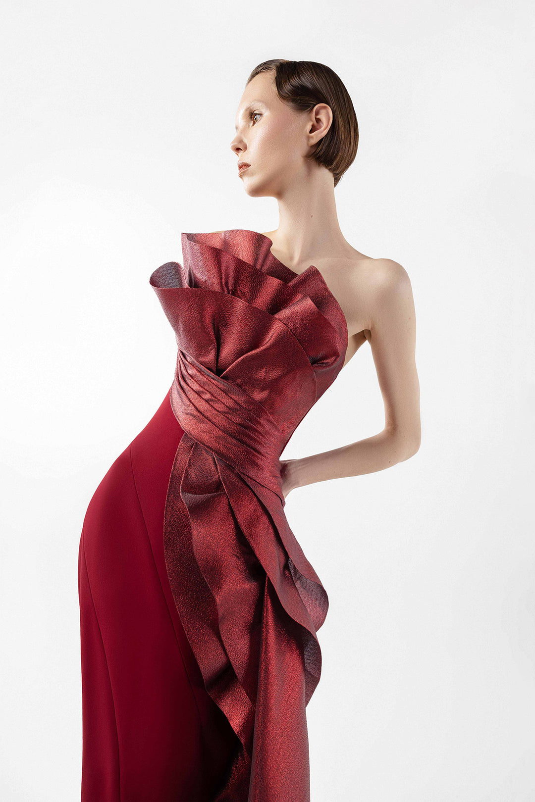 Lamé-Organza Column Dress