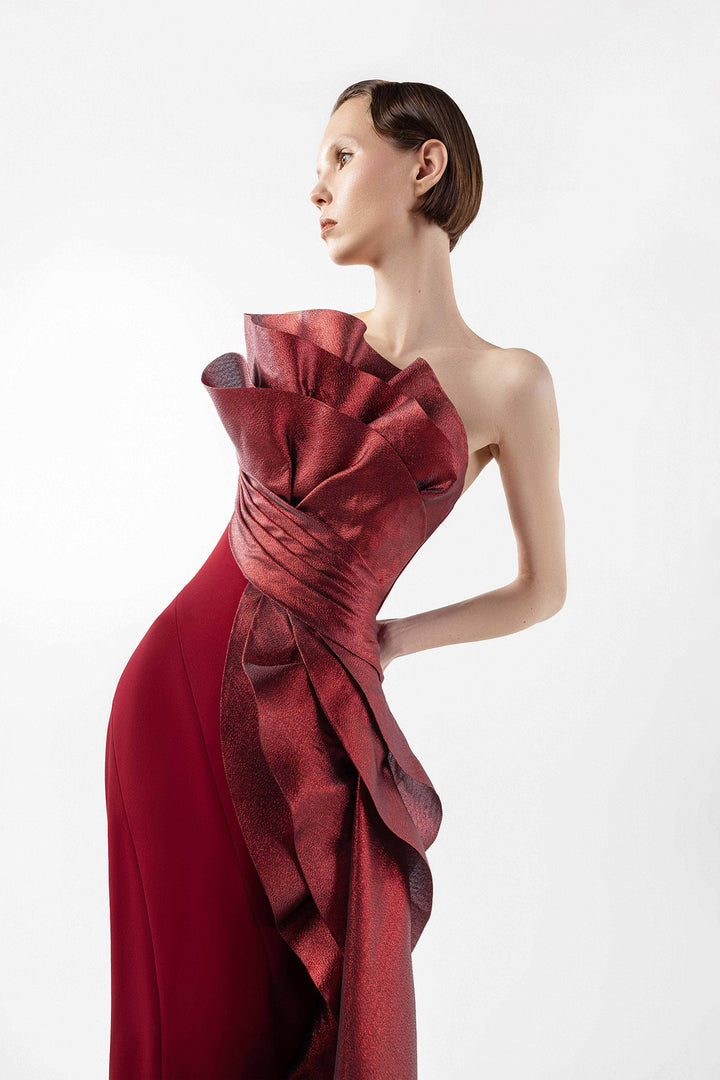 Lamé-Organza Column Dress