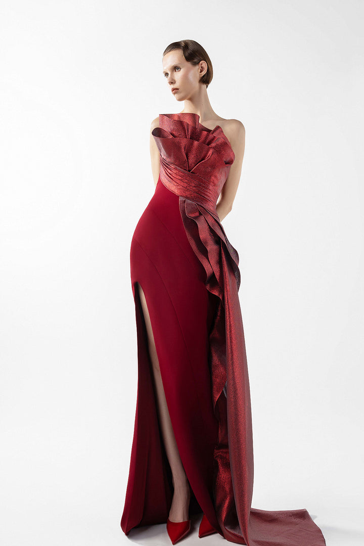 Lamé-Organza Column Dress