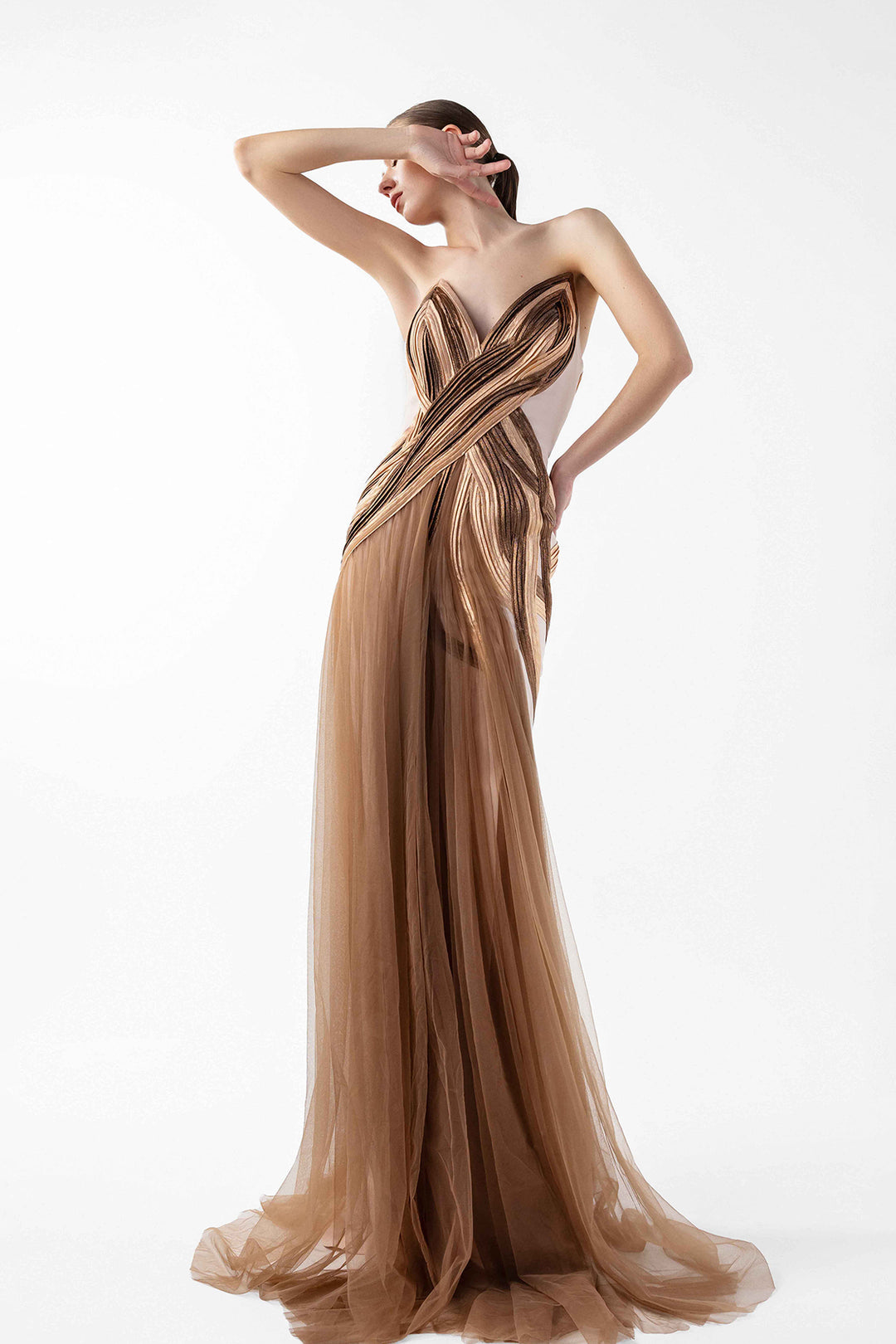 dress with organza overlay Modern Matte Satin Wedding Dress with Sheer Organza Overlay and Detachable Beaded Jacket