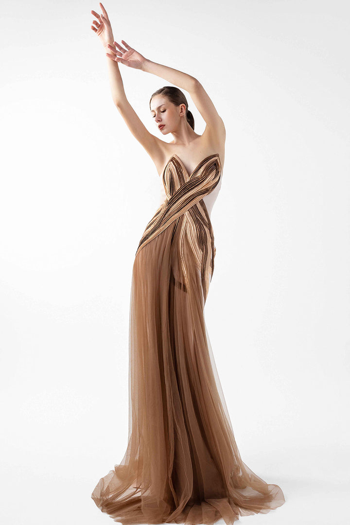 A-Line with Lamé Organza Overlay