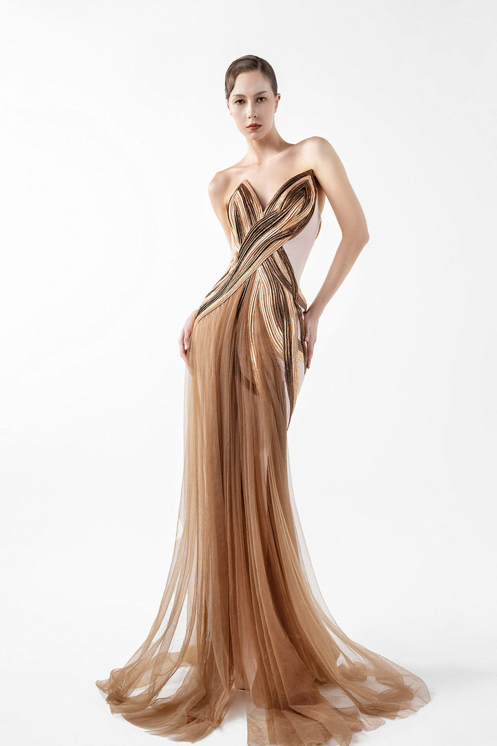 A-Line with Lamé Organza Overlay