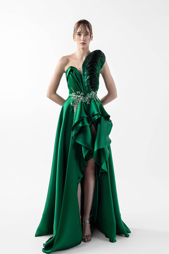 One-Shoulder Organza Dress