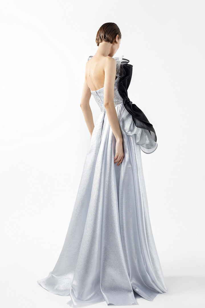 Lace Layered Sheer with Lamé Ruffles