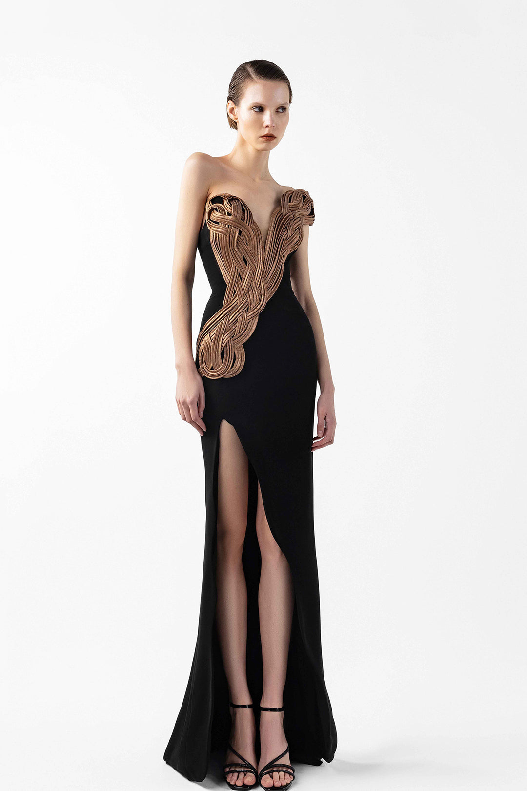 Off-The-Shoulder V-Cut with Interlocked Organza