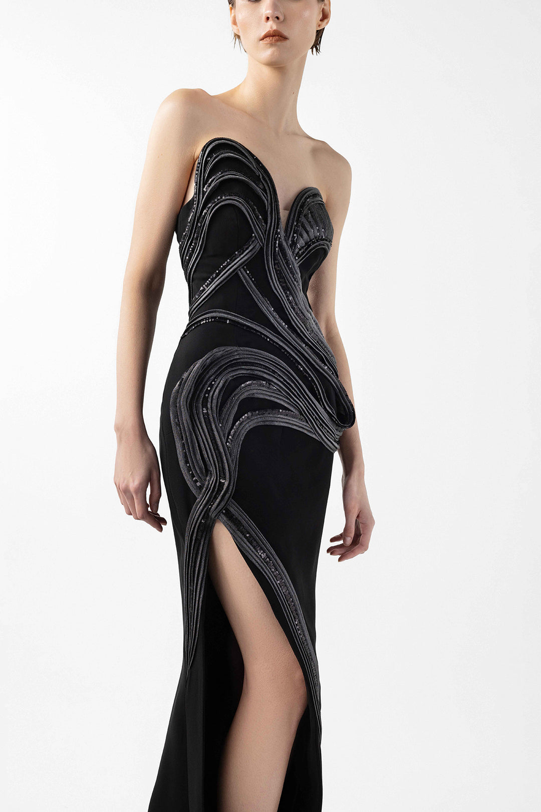 Strapless Contoured Waves Dress