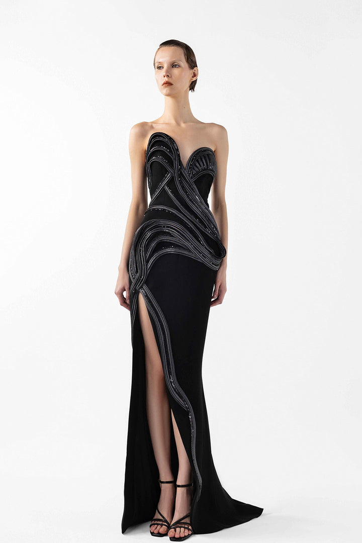 Strapless Contoured Waves Dress