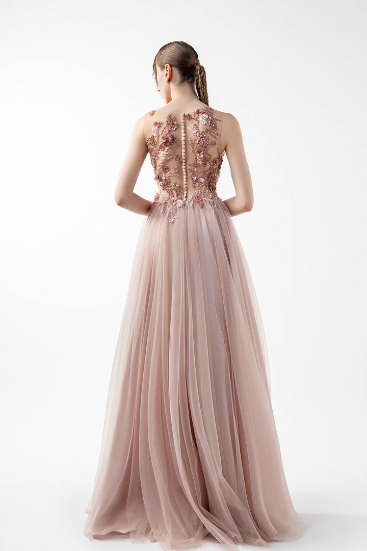 Illusion Tulle with 3D Floral Embroidery