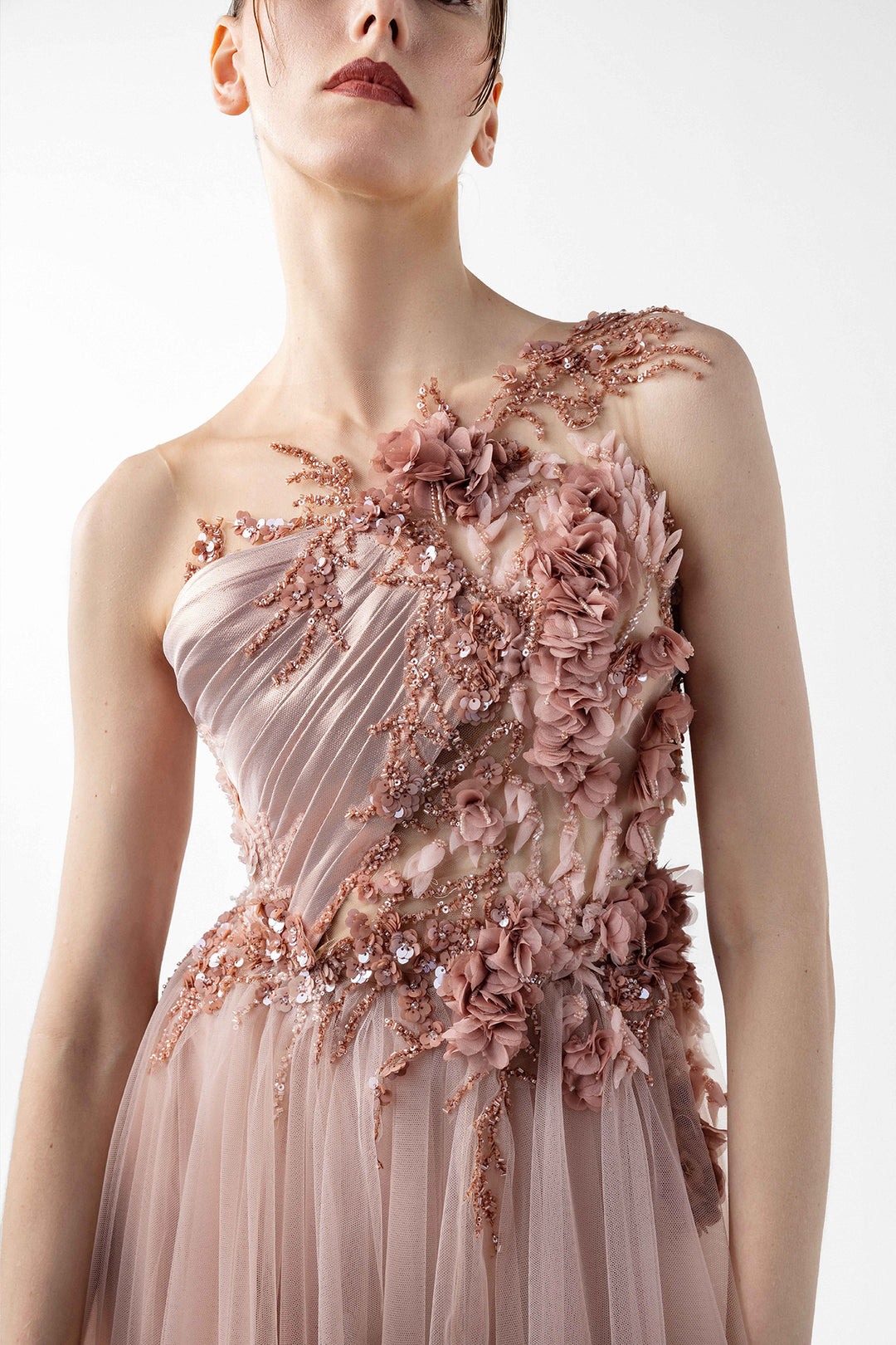 Illusion Tulle with 3D Floral Embroidery