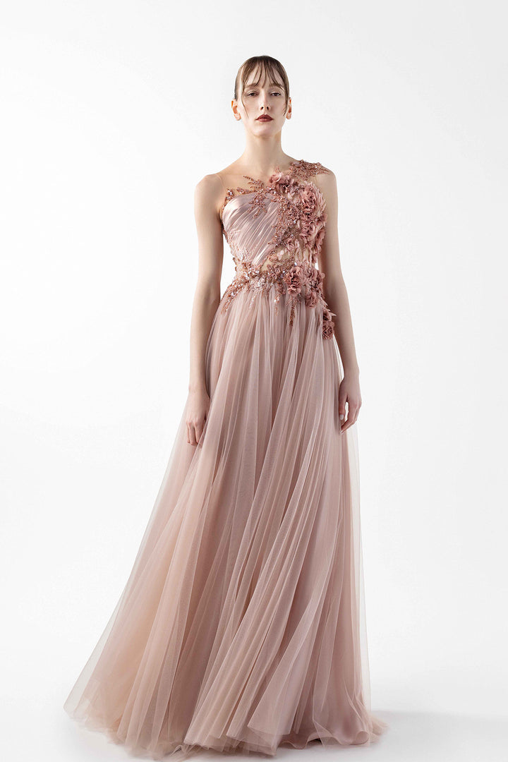 Illusion Tulle with 3D Floral Embroidery