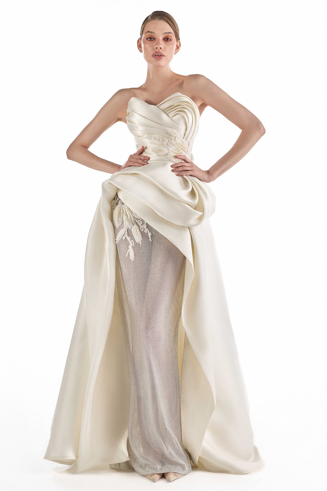 Strapless Draped with Satin Dress