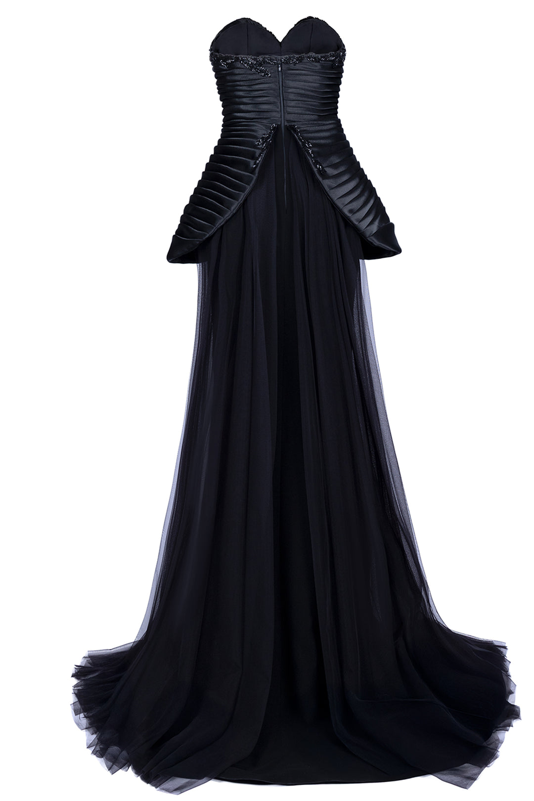 Strapless Pleated Crepe Dress