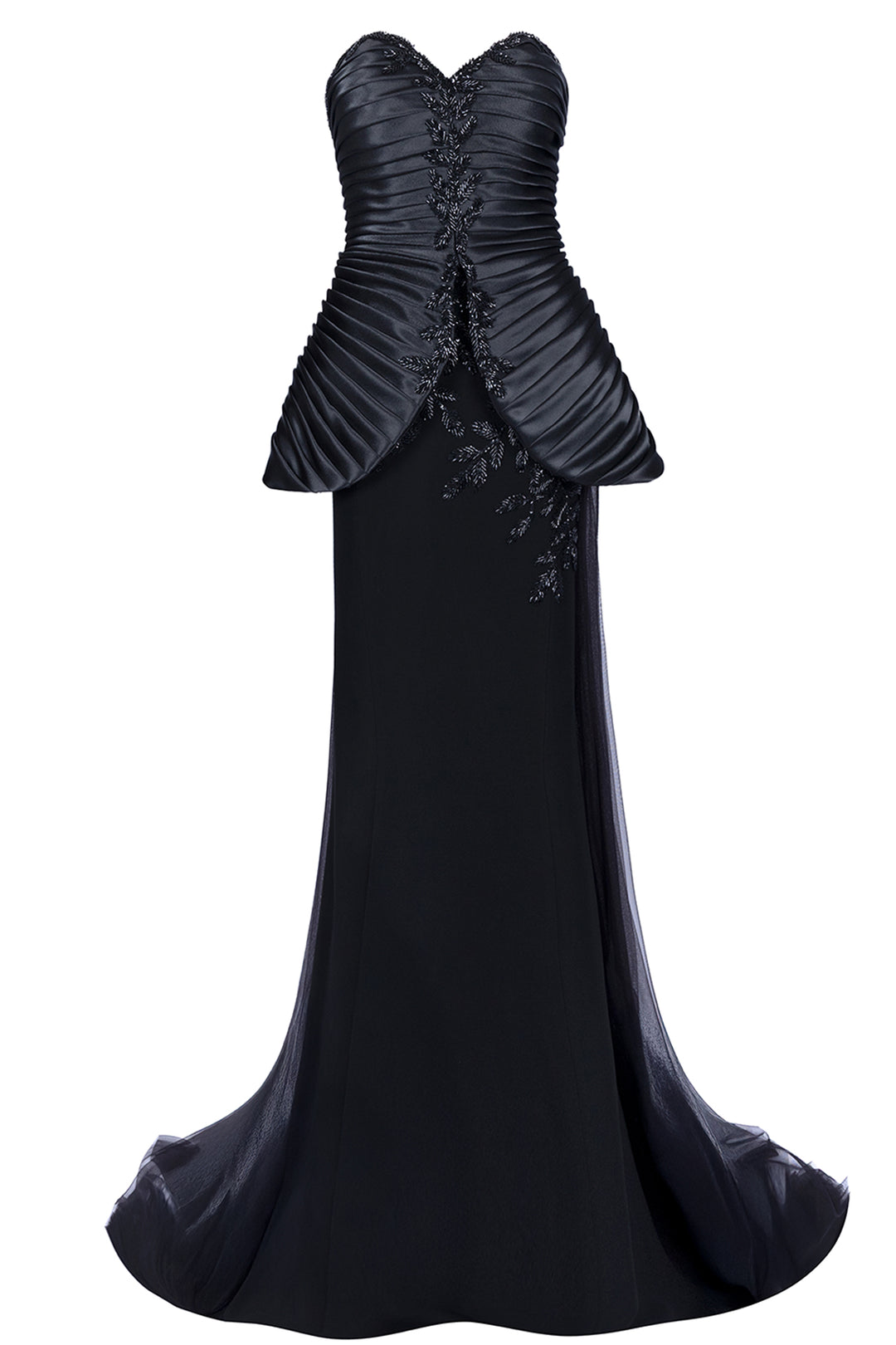 Strapless Pleated Crepe Dress