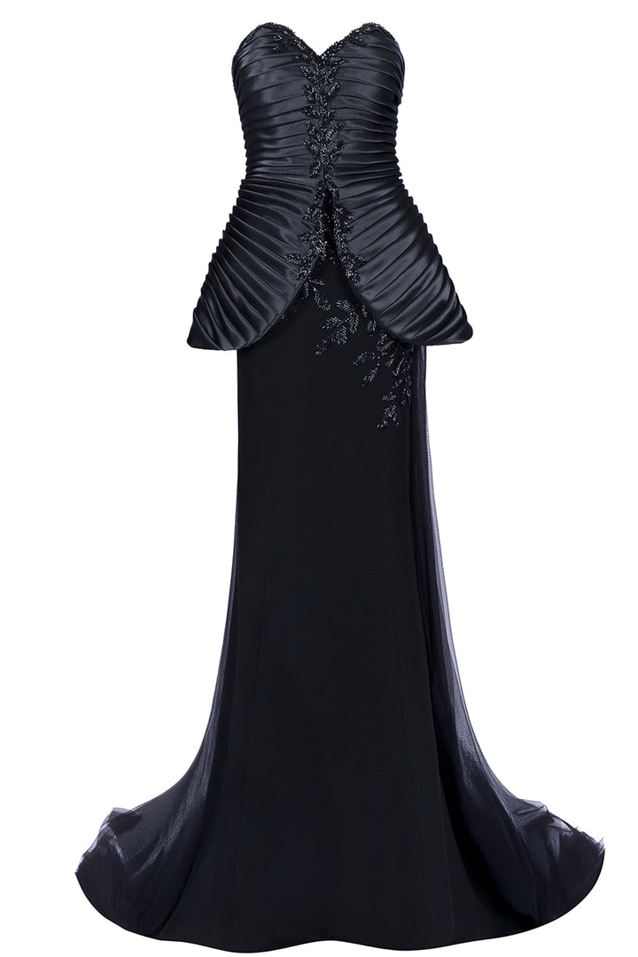 Strapless Pleated Crepe Dress