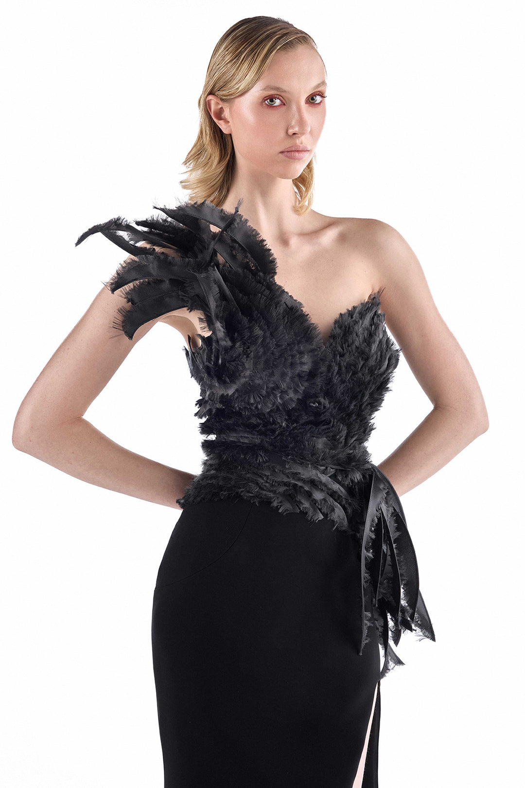 Strapless with Feather Column Dress