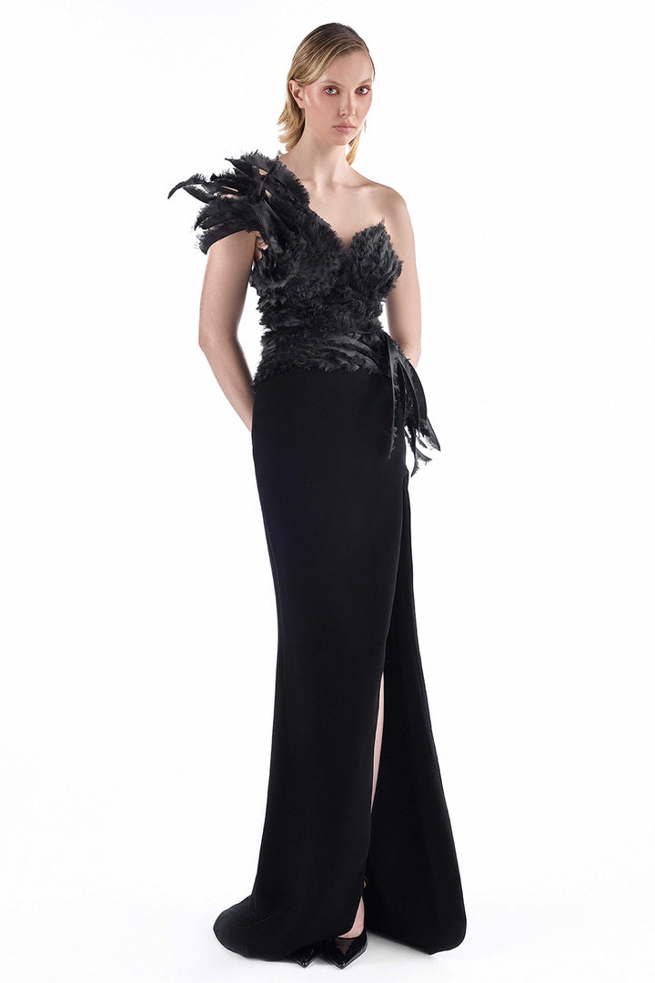 Strapless with Feather Column Dress