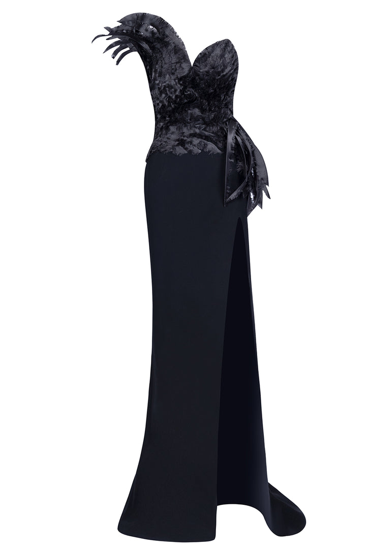 Strapless with Feather Column Dress